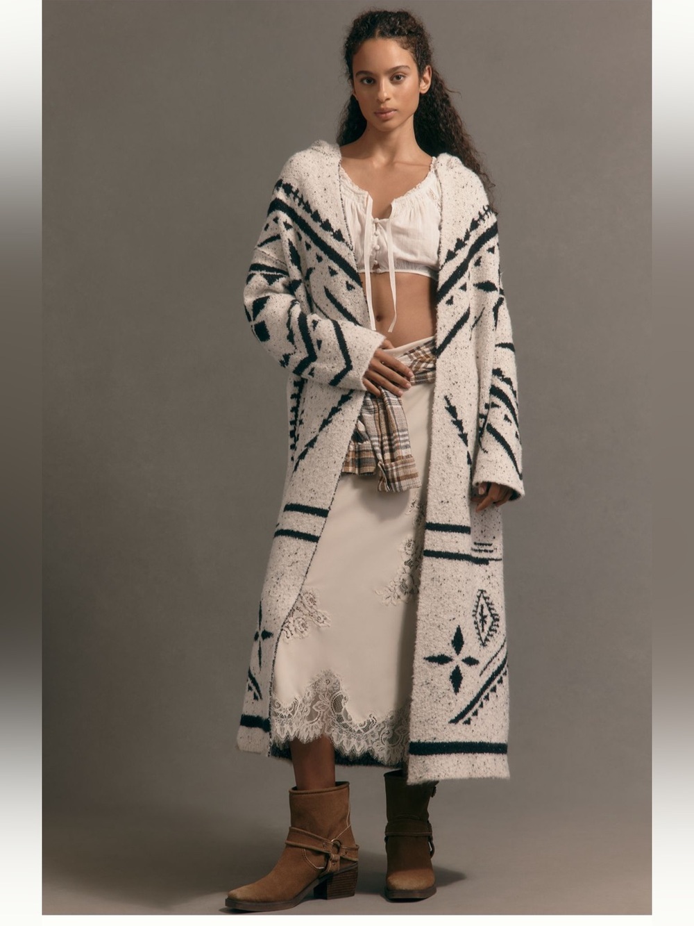 Anthropologie x Pilcro Collared Hooded Long Sweater Duster Size Small NWT
